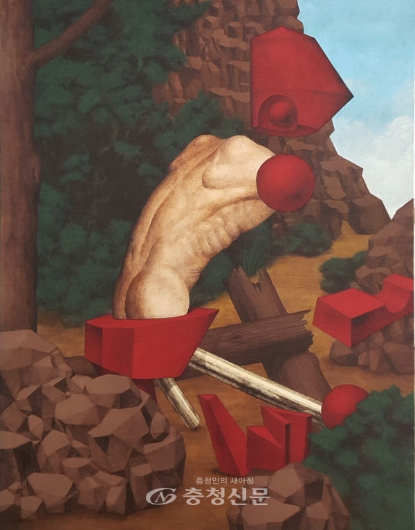 이재석 작 인간의 형상(acrylic on canvas 116.9x91cm 2018).