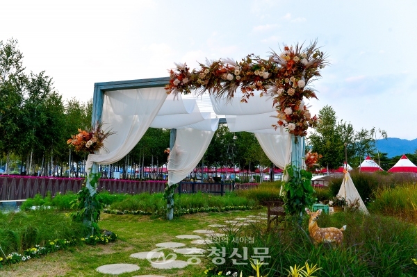 제천 한방엑스포 공원에 준비된 음양오행 색깔정원 전경