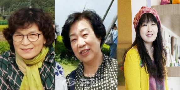 사진 왼쪽부터 김윤미, 권선, 박정우 작가