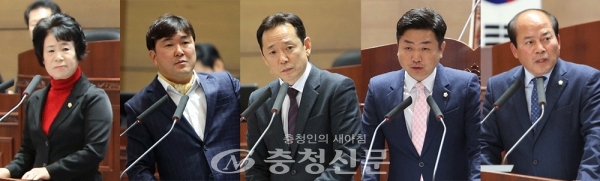 왼쪽부터 천안시의회 김행금·황천순·이준용·김철환·육종영 의원