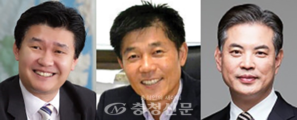 사진 왼쪽부터 자유한국당 정용기 의원, 더불어민주당 박종래 대덕구지역위원장, 박영순 정무부시장.