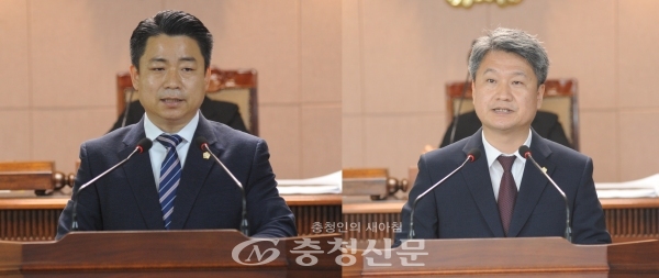 더불어민주당 이경수(왼쪽) 구의원과 자유한국당 김수연 구의원. (사진=대덕구의회 제공)