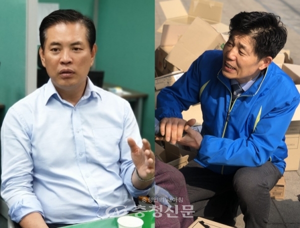 박영순(왼쪽) 전 정무부시장과 박종래(오른쪽) 민주당 대덕구지역위원장. (사진=충청신문DB)