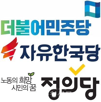 더불어민주당, 자유한국당, 정의당 로고. (사진=충청신문DB)