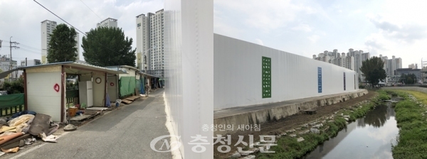 신흥 도깨비 시장 철거 전(왼쪽), 후 모습.(사진=동구 제공)