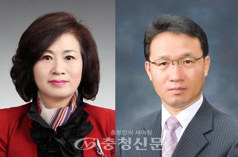 충남교육청 내년 1월 1일자 정기인사에서 부이사관으로 승진한 박순옥, 김상돈.