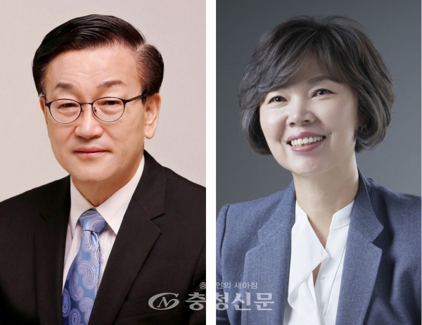왼쪽부터 천안‘병’ 윤일규 현역의원, 박양숙 전 서울시 정무수석