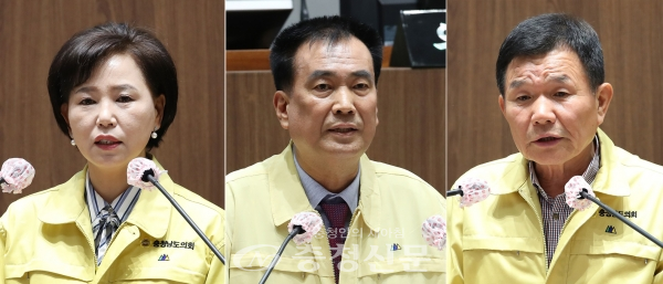 (왼쪽부터) 충남도의회 김연, 방한일, 정광섭 의원.