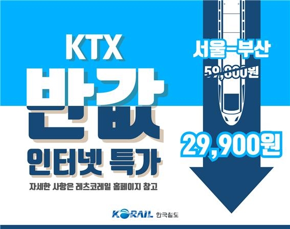 한국철도가 '2020 특별 여행주간' 동안 KTX를 최대 50%까지 할인받아 반값에 탈 수 있는 '인터넷 특가' 상품 품 판매를 시작한다. (사진=한국철도 제공)