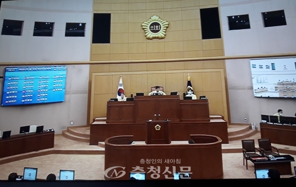 3일 열린 대전시의회 본회의 장면.(사진=인터넷방송 캡처)