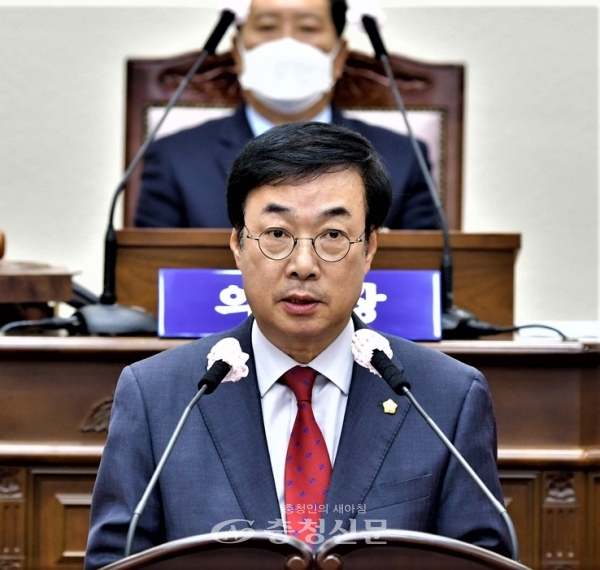 공주시의회 박기영 의원이 5분 자유발언을 하고 있다.(사진=정영순 기자)