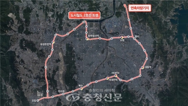 대전 도시철도 2호선 트램 노선도.(사진=대전시 제공)