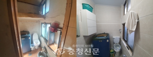 한국철도가 대전 대덕구에 거주하는 차상위계층 참전유공자의 노후 된 집을 찾아 주거환경 개선사업을 실시했다. 사진은 화장실 개선사업 전후 모습 (사진=한국철도 제공)