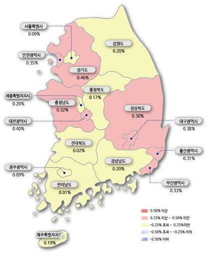 1월 4주 시도별 아파트 매매가격지수 변동률. (자료제공=한국부동산원)