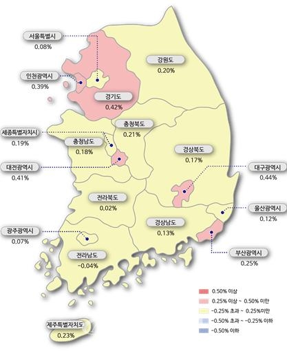 2월 4주 시도별 아파트 매매가격지수 변동률. (자료제공=한국부동산원)