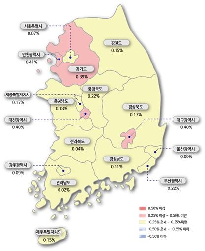 3월 1주 시도별 아파트 매매가격지수 변동률. (자료제공=한국부동산원)