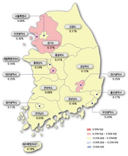 3월 3주 시도별 아파트 매매가격지수 변동률. (자료제공=한국부동산원)