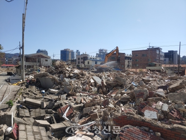 대전 중구 용두동 1구역 재개발사업 철거작업이 50% 정도 진행된 상태다. (사진=김용배 기자)