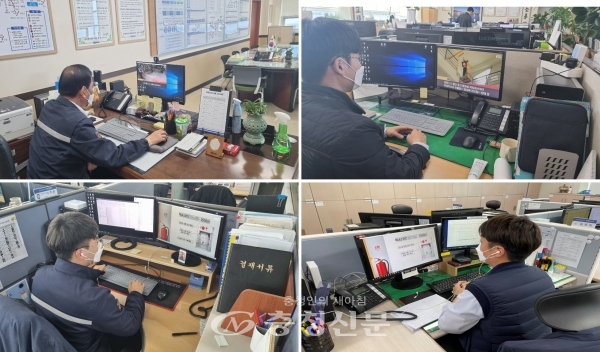 지난 9일 한국철도 대전충청본부 직원들이 자율방화관리능력 강화를 위해 시청각 자료를 이용한 합동소방훈련을 진행하고 있다. (사진=한국철도 대전충청본부 제공)
