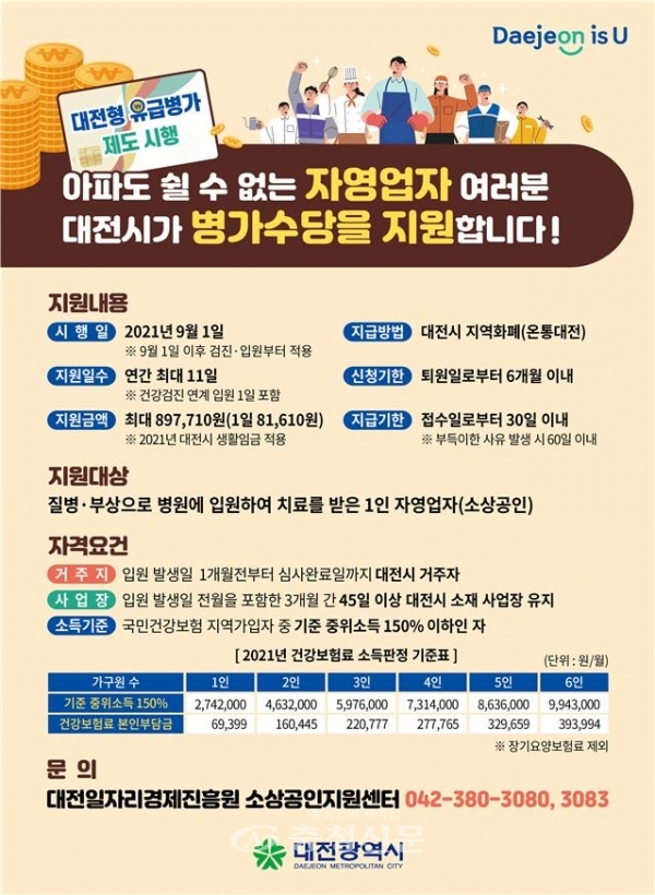 대전시 자영업자 유급병가 지원사업 포스터(대전시 제공)
