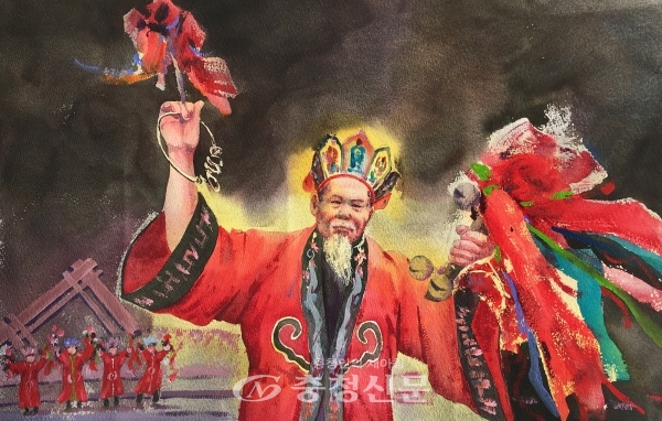 동북아 5개국의 청소년 그림·포스터 공모전에서 최우수상을 수상한 중국 후난성 제마의 '기품'. (충남도 제공)