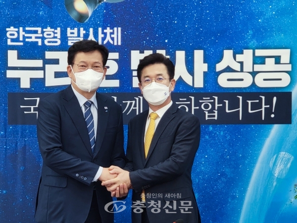 허태정 대전시장이 송영길 더불어민주당 당 대표와 22일 만났다.(사진=대전시 제공)