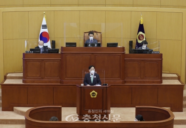 설동호 대전시교육감이 18일 대전시의회 시정연설을 하고 있다.(사진=대전시교육청 제공)