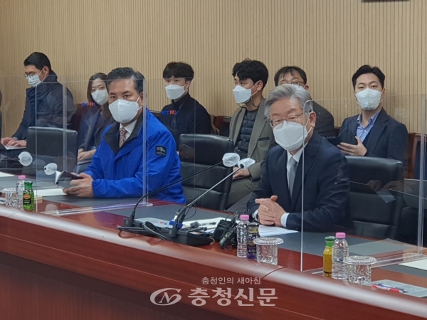 19일 한국전자통신연구원에서 이재명 후보가 간담회를 가지고 있다. (사진=권예진 기자)