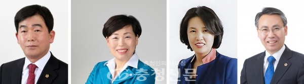 왼쪽부터 김석곤, 양금봉, 김은나. 홍재표 충남도의원. (충청신문DB)