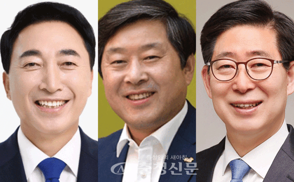 ▲왼쪽부터 박수현 의원(공주·부여·청양), 황명선 의원﻿(논산·계룡·금산), 양승조 전 지사