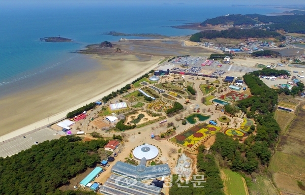 제6회 전국어울림마라톤대회 개최지인 꽃지 해수욕장 일원의 항공사진. 